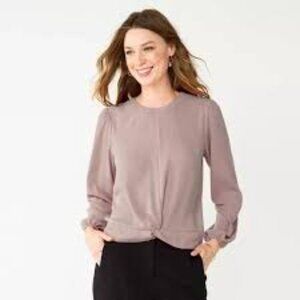 Nine West Blush Pink Twist Hem Dressy Blouse XXL